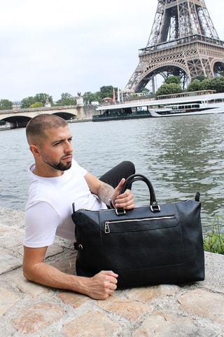 Bolsa de viaje de piel Diego - Negro