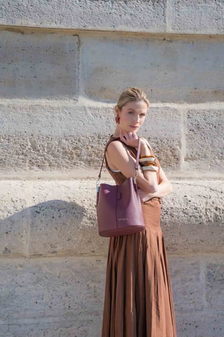 Bolso saco de piel Bruna - Burdeos