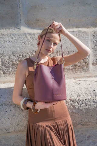 Bolso saco de piel Bruna - Burdeos