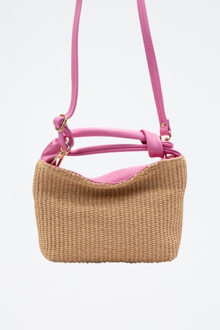 Bolso de piel y mimbre Lucia - Rosa