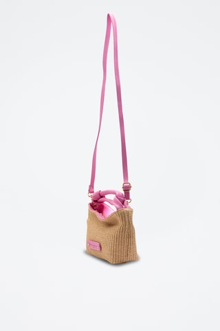 Bolso de piel y mimbre Lucia - Rosa