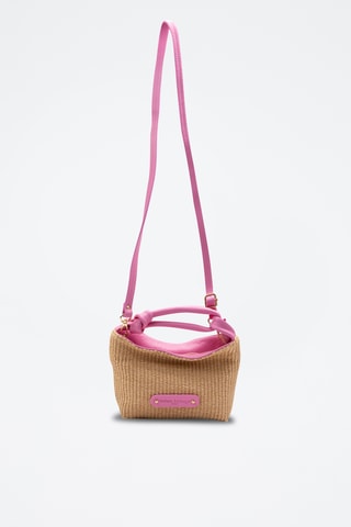 Bolso de piel y mimbre Lucia - Rosa