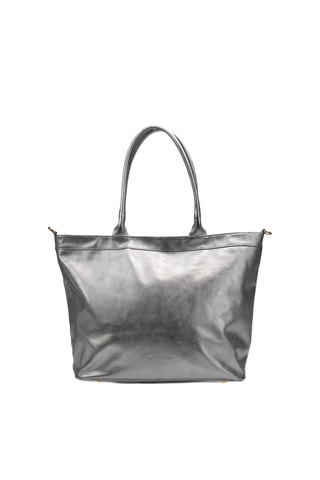 Bolso shopper de piel Biri - Plateado
