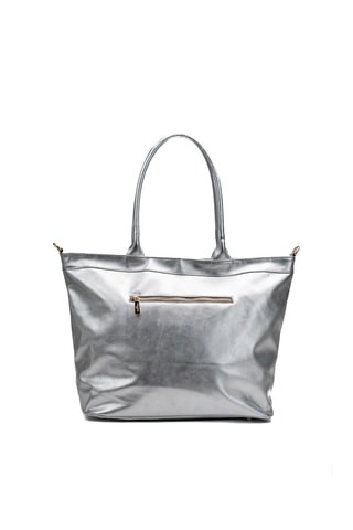 Bolso shopper de piel Biri - Plateado
