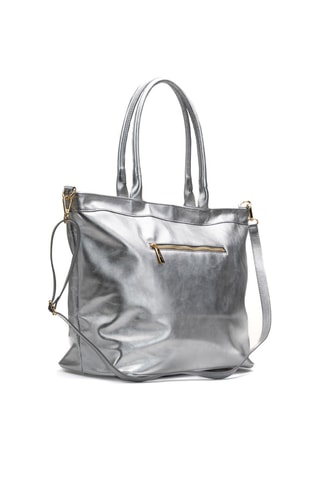 Bolso shopper de piel Biri - Plateado