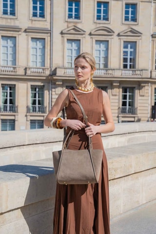 Bolso shopper de piel Rena - Topo