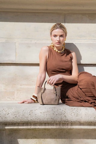Bolso de piel Gini - Topo