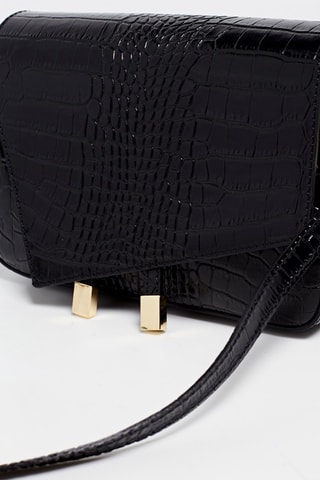 Bandolera de piel Aela Box - Negro