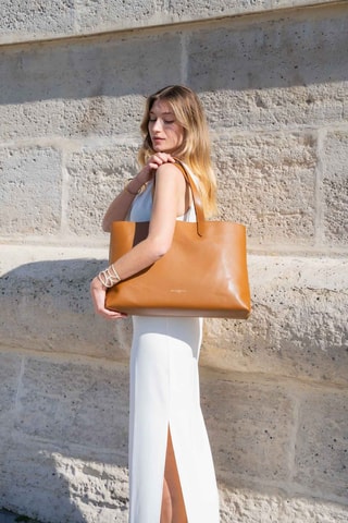 Bolso shopper de piel Gianni - Camel