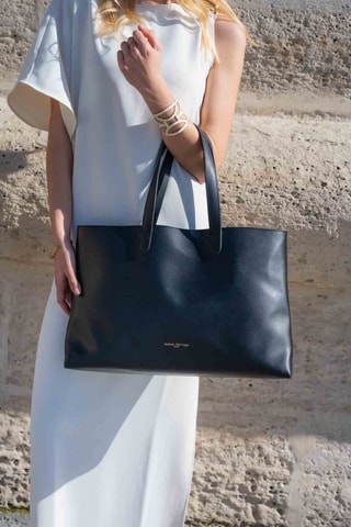 Bolso shopper de piel Gianni - Negro