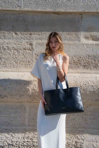 Bolso shopper de piel Gianni - Negro