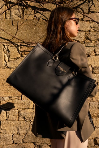 Bolso shopper de piel Mara - Negro