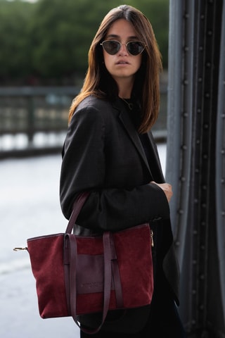 Bolso shopper de nobuk Mini Malta - Burdeos