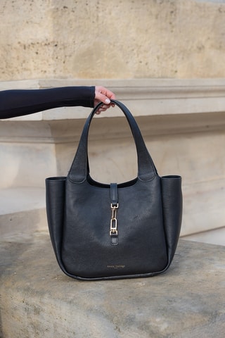 Bolso y bolso de mano de piel Artic Graine - Negro