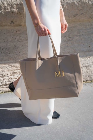 Bolso shopper de piel Diccia - Topo