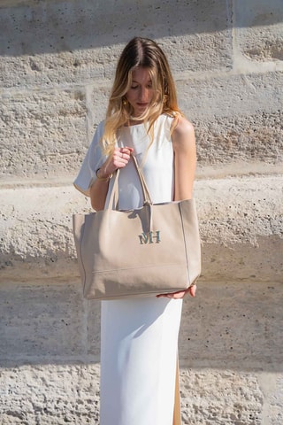 Bolso shopper de piel Diccia - Topo