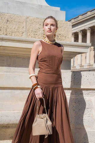 Bolso saco de piel Siesta - Topo