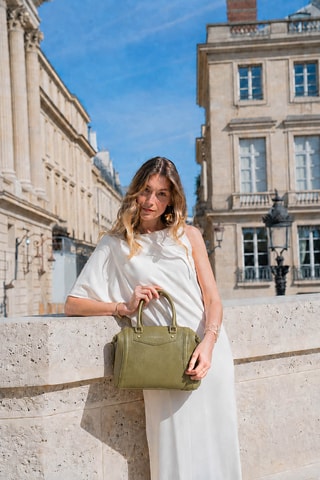 Bolso bowling de piel Speranza - Verde claro