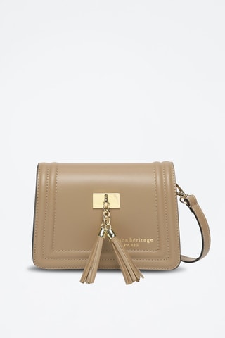 Bandolera de piel Core - Beige y dorado