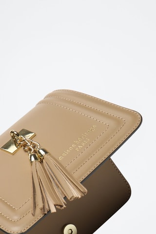 Bandolera de piel Core - Beige y dorado
