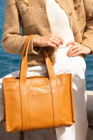 Bolso shopper de piel Sky - Camel