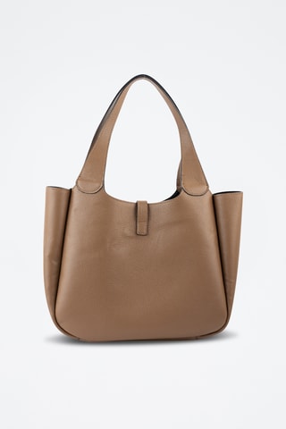 Bolso shopper y bolso de mano de piel - Topo
