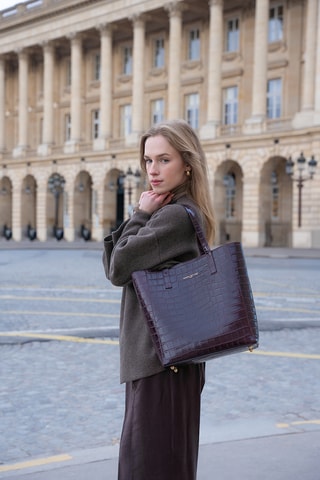 Bolso shopper de piel - Burdeos