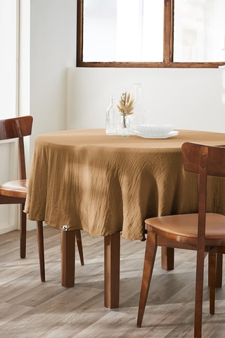 Nappe ronde en coton 125 g/m² Gaïa - Camel - 180 cm