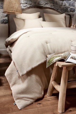 Housse de couette réversible en coton 57 fils/cm² Alma - Beige clair