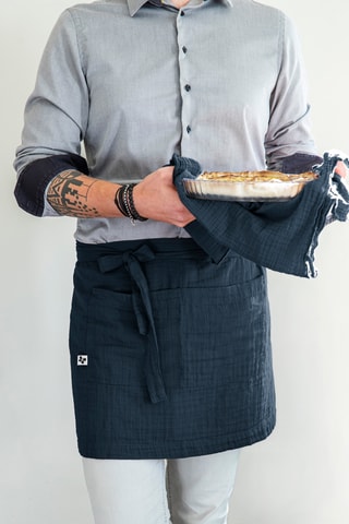 Tablier serveur en gaze de coton Gaïa - Minuit
