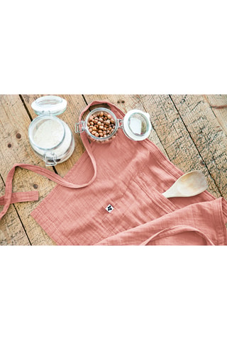 Tablier serveur en gaze de coton Gaïa - Rose pêche