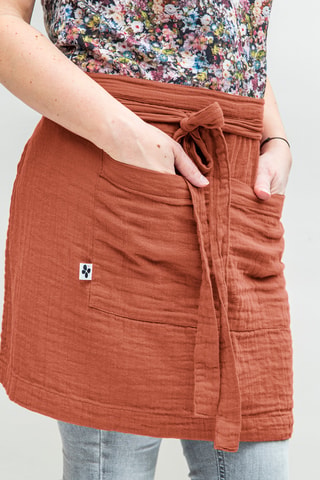 Tablier serveur en gaze de coton Gaïa - Terracotta