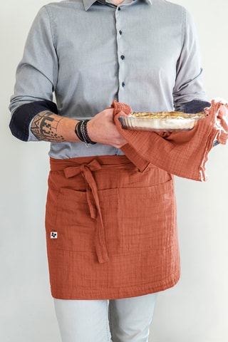 Tablier serveur en gaze de coton Gaïa - Terracotta