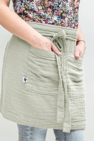 Tablier serveur en gaze de coton Gaïa - Vert d'eau