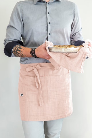 Tablier serveur en gaze de coton Gaïa - Guimauve