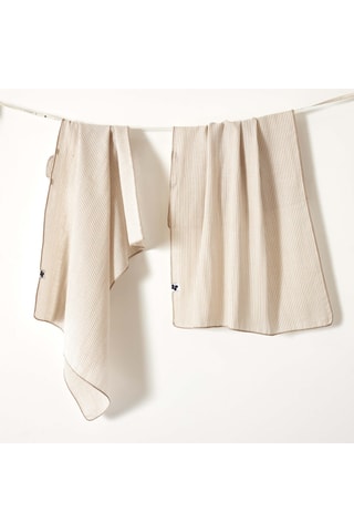 2 serviettes de toilette en gaze de coton Romie - 125 g/m² - Ficelle