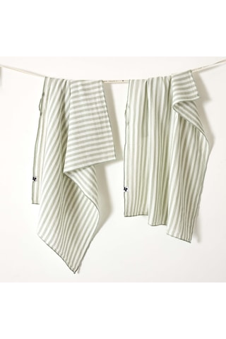 2 serviettes de toilette en gaze de coton Romie - 125 g/m² - Eucalyptus