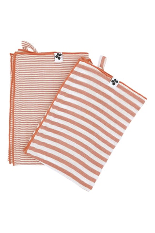 2 torchons en gaze de coton Romie - 125 g/m² - Abricot