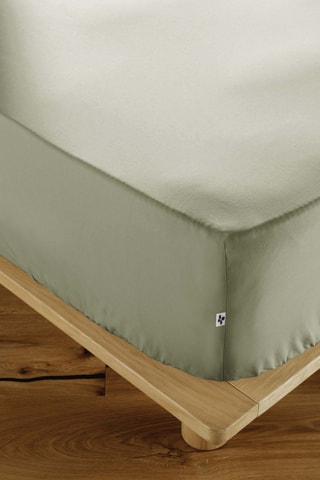 Drap-housse en percale de coton 120 fils/cm² Perrine - Sauge