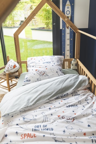 Parure de couette en coton 57 fils/cm² Galaxie - Blanc