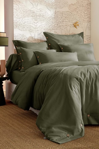 Housse de couette en percale de coton 120 fils/cm² Perrine - Romarin