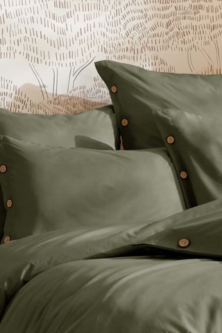 Housse de couette en percale de coton 120 fils/cm² Perrine - Romarin
