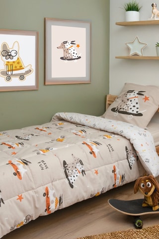 Ensemble couvre-lit en coton 57 fils/cm² Isidore - Beige