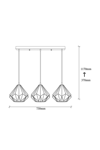 Lampadario Diamond - Nero - 3 x 100 W