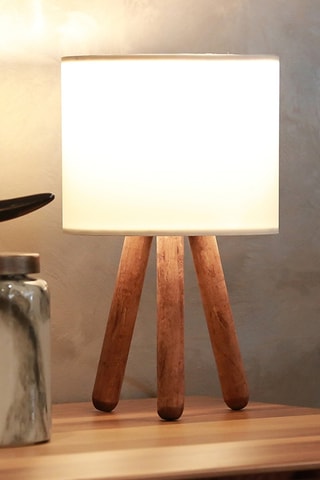 Lampada da tavolo in legno Ayd - Marrone ed ecrù - 60 W