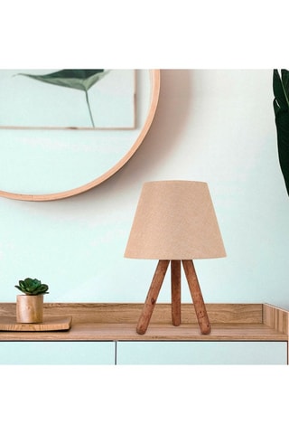 Lampada da tavolo in legno di faggio - Crema e marrone - 40 W