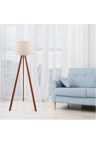Lampadaire trépied Ayd - Ecru et marron - 100 W