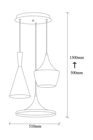 Lampadario Elmas - Nero e ramato - 3 x 100 W