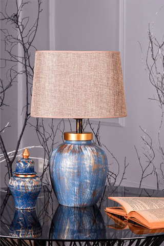 Lampada da tavolo TM167 - Blu e marrone - 60 W