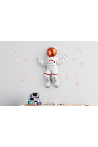 Decorazione da parete Peace Sign Astronaut 3 - Bianco e marrone - 35 x 47 x 10 cm